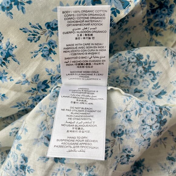 Doen Henri Ruffle Blouse S Blue Floral Cotton Top Feminine Cottagecore - Picture 9 of 11